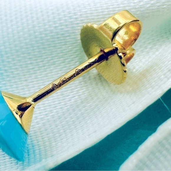 Tiffany & Co. 18k Gold Turquoise One Carat Faceted Earrings with Packaging - Picture 8 of 12